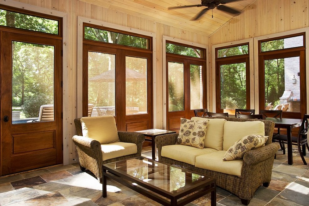 Design ideas for a tropical living room in Nashville.
