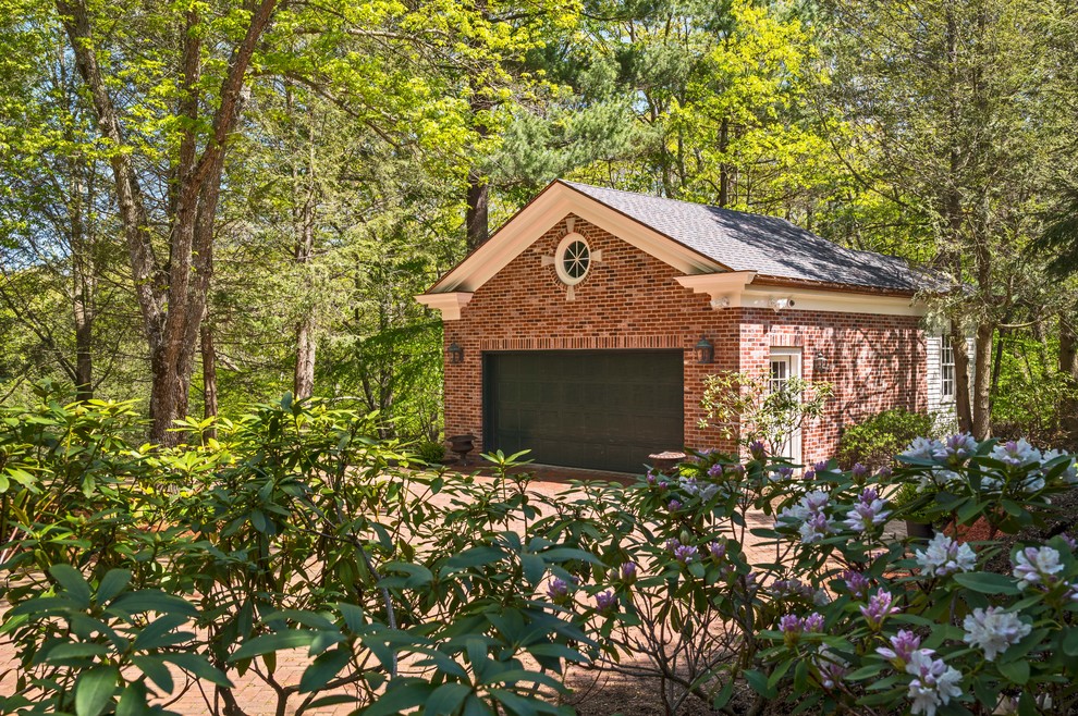 Large traditional detached two-car garage in Boston.