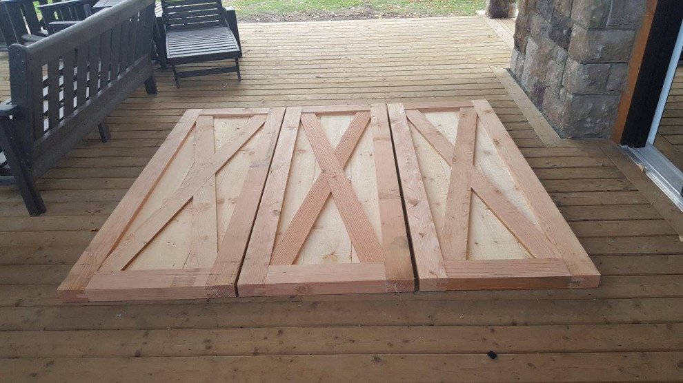 Timber Barn Doors in Hot Tub Room