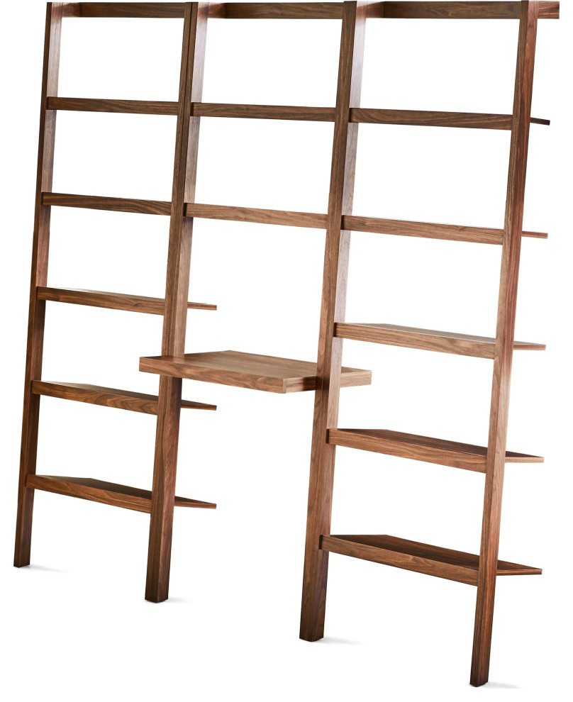Contemporary Bookcase, Ladder Design With Multiple Open Shelves for