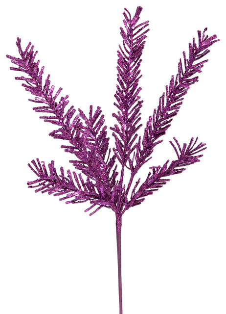 21" Sparkling Rosemary Glitter Floral Crafting Christmas Spray, Purple
