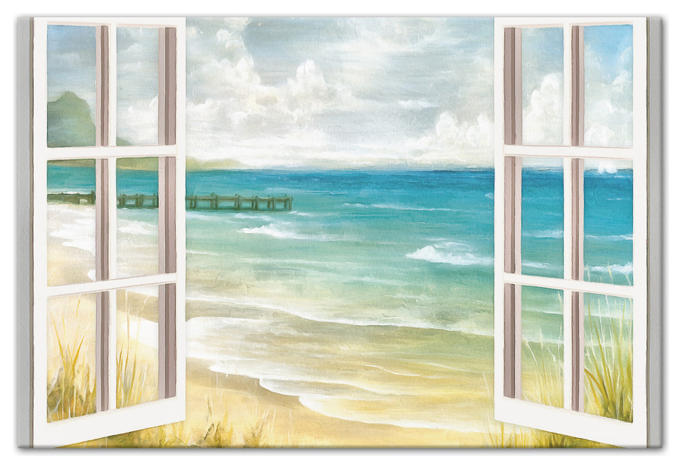 CARIBBEAN ISLAND HOLIDAY 3D Window Canvas Wall Art Picture W317 NOFRAME MATAGA . 