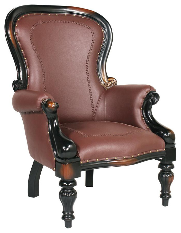 Design Toscano Rococo Wing Chair W/ Faux Leather Traditional