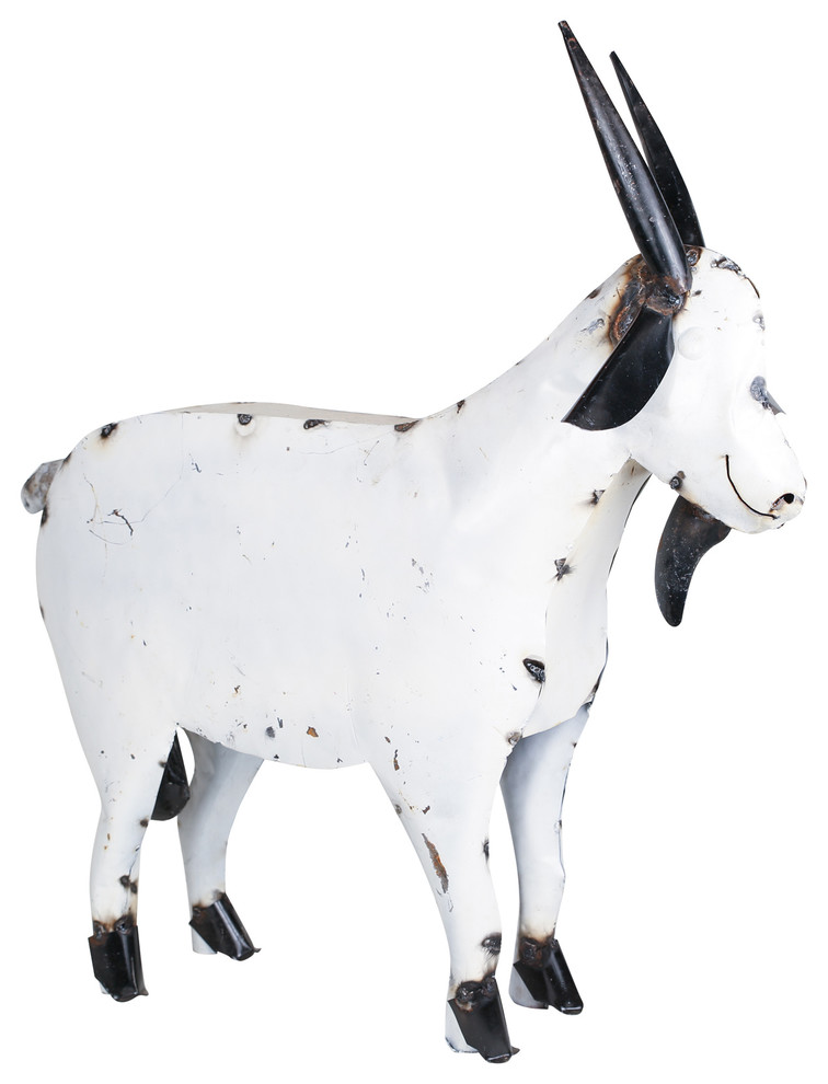 Recycled Metal Goat Farmhouse Garden Statues And Yard Art by