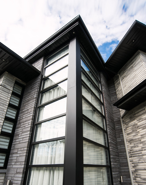 Façade de maison avec fenêtres hybrides noires: Longue durée de