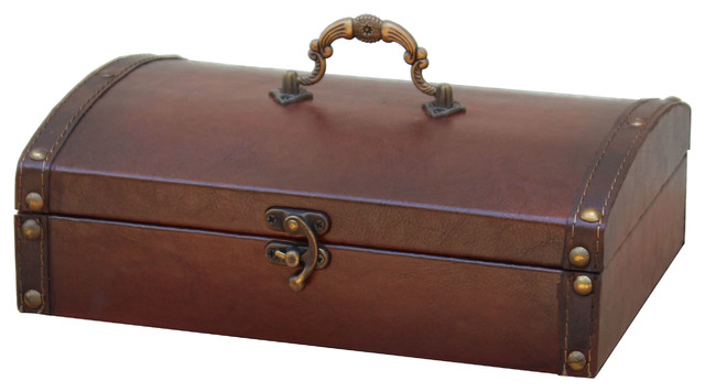 Small Vintage Style Leather Treasure Chest