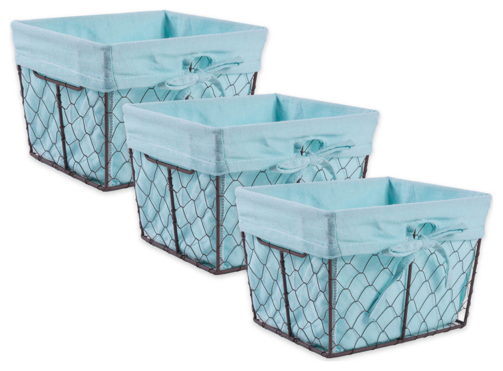 DII Chicken Wire Small Basket, Set of 3 Aqua