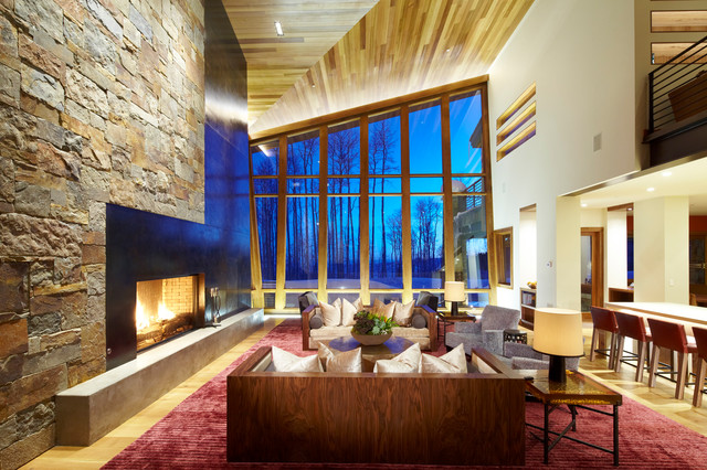 Modern Mountain Chalet Cozy Interiors Contemporary Living