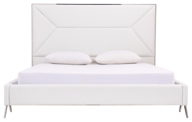 Modrest Candid Modern White Bed, Modern White King Bed Frame