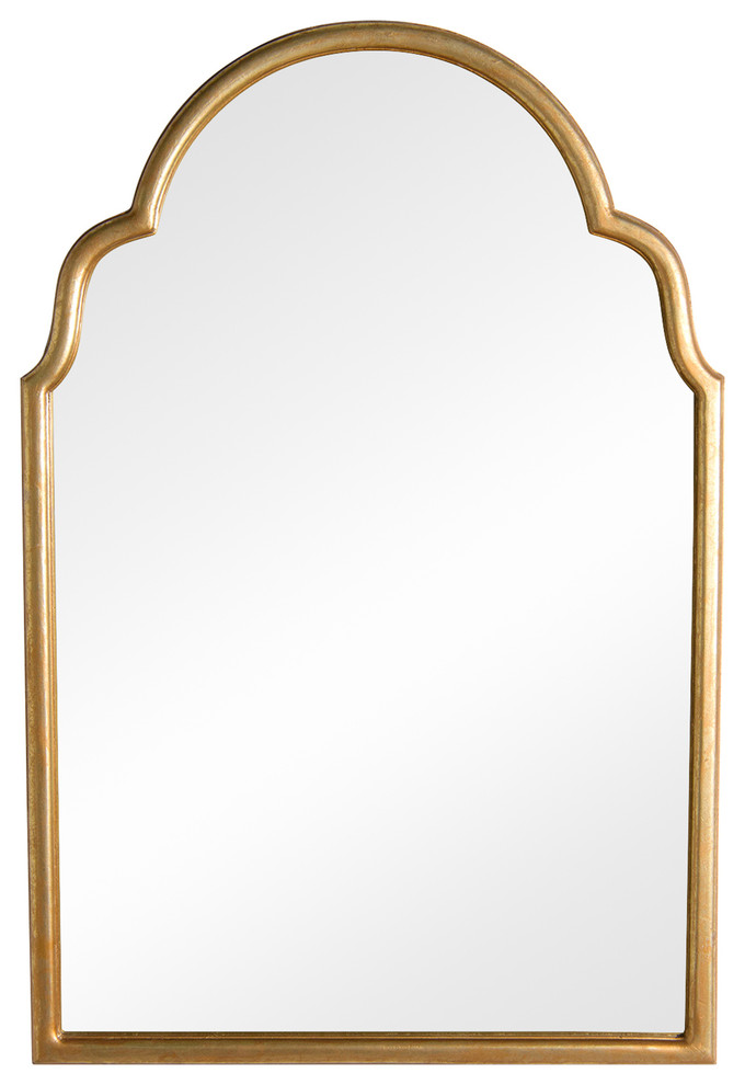 Gold Finish Moroccan Look Arched Mirror, Moroccan Style Mirror Gold