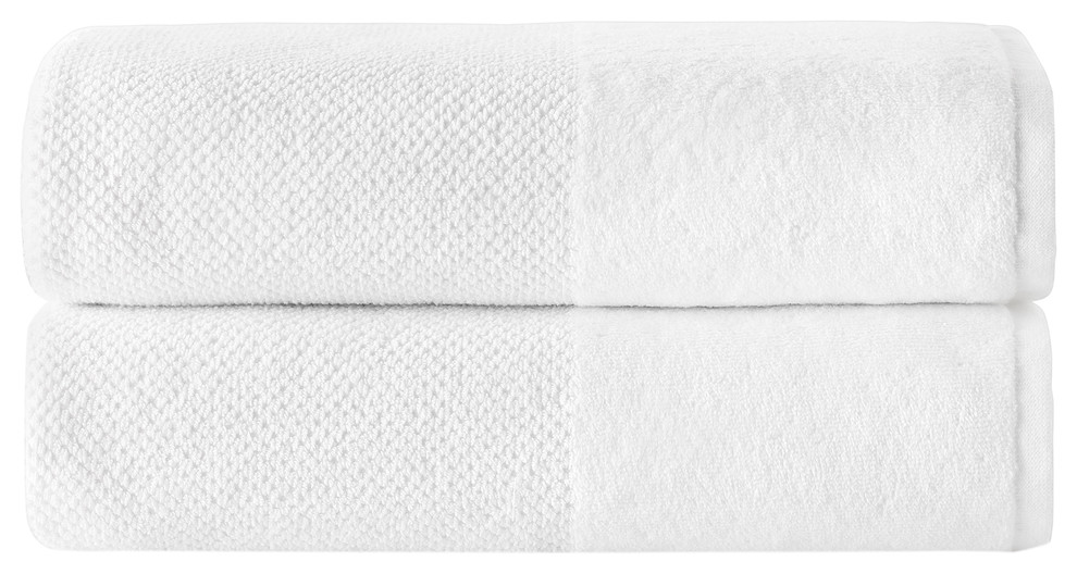 Incanto 2-Piece Turkish Cotton Bath Sheet Set, White - Contemporary