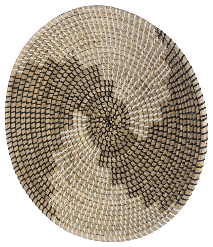 Luna 18.0Lx18.0Wx3.0H Large Light Brown Seagrass Round Wall Hanging Plate