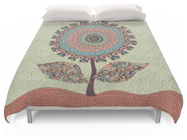 Fabby Flower Vintage Colors Duvet Cover Contemporary Duvet