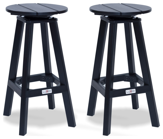 LuXeo Mason Round Swivel Bar Stool Set of 2 Transitional Outdoor
