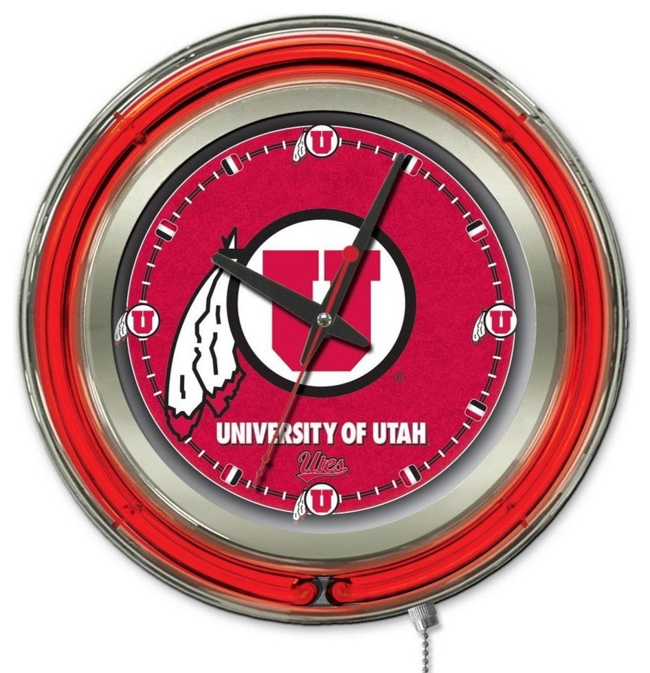 Utah Neon Clock Contemporary Wall Clocks by Holland Bar Stool