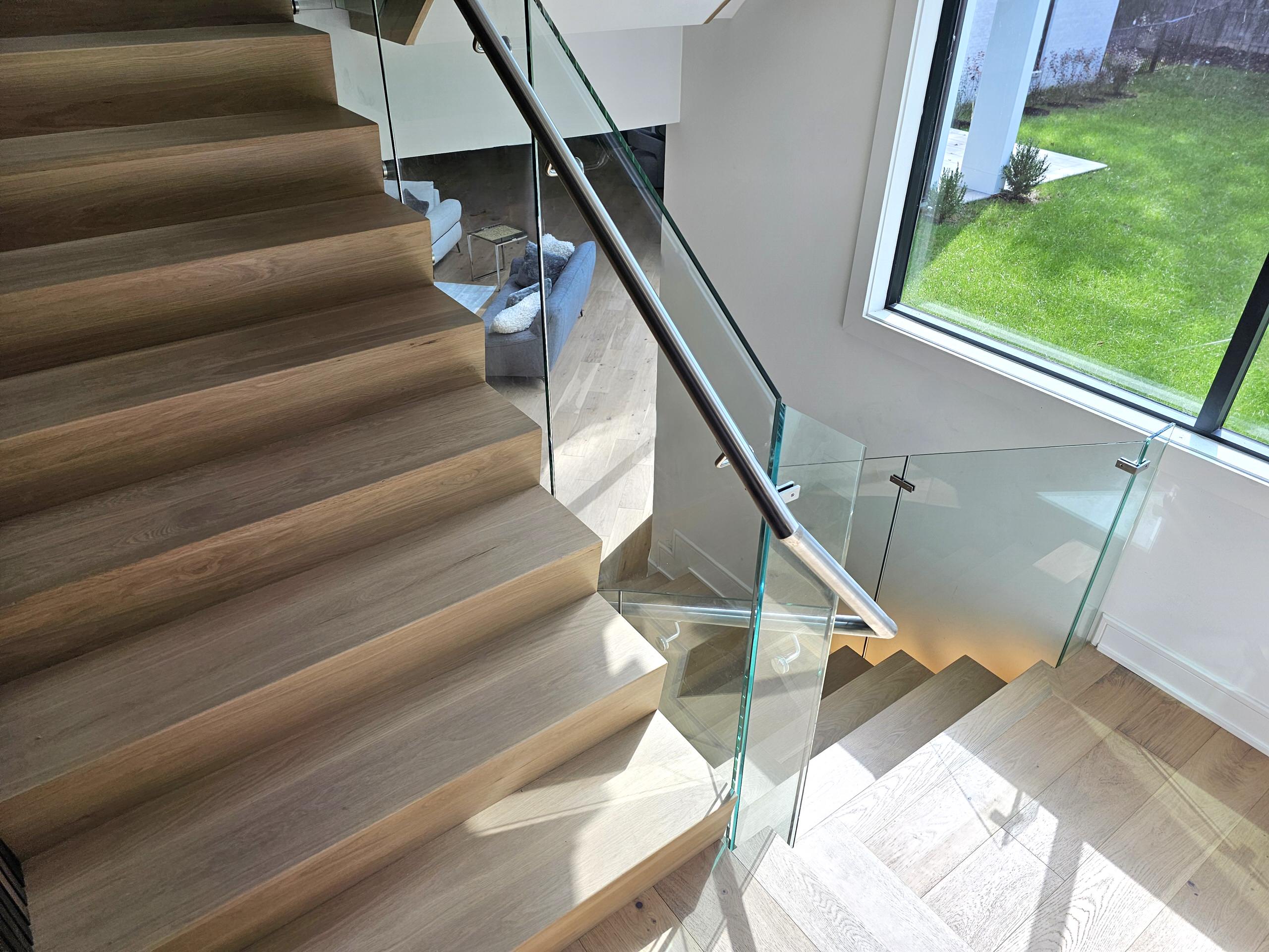 129_White Oak Slanted Riser Modern Stair, Mclean, VA 22102