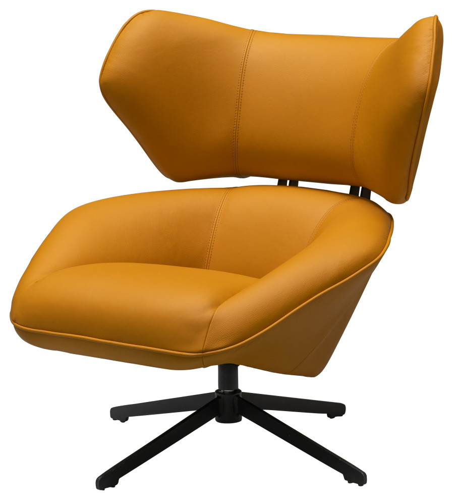 Kyle 100 Top Grain Leather Swivel Chair Contemporary Armchairs And