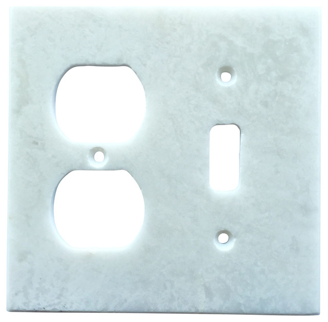 White Marble Meram Blanc Switch Plate Cover Toggle Duplex, 4.5"x5.5" - Traditional - Switch Plates And Outlet Covers - by Oracle Tile And Stone | Houzz