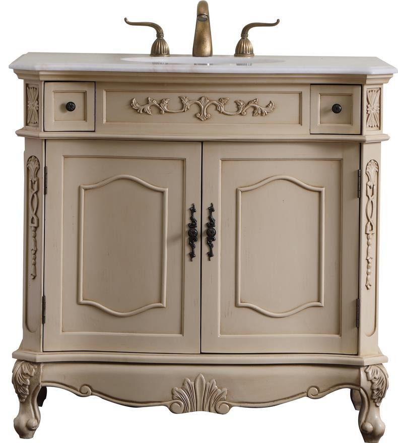 Bathroom Vanity Sink Chest Traditional Antique Single Light Beige