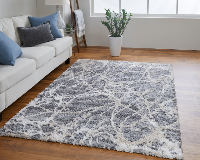 Weave & Wander Caide Contemporary Gray/Cream Rug, 10'x14
