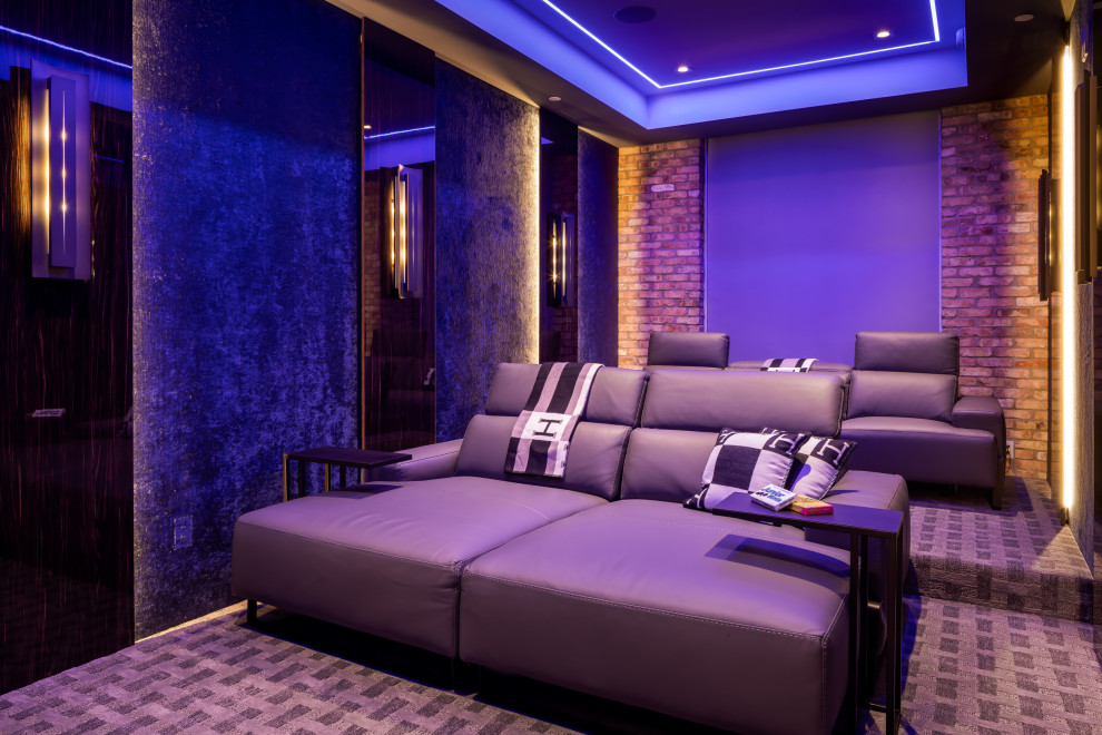 Home theater - industrial home theater idea in Tampa