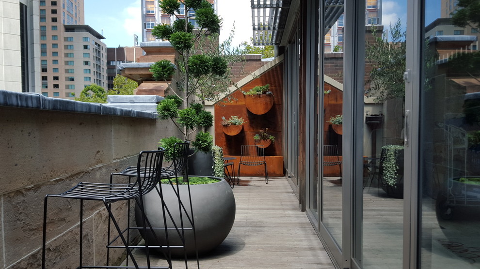 Design ideas for a small contemporary balcony in Sydney.