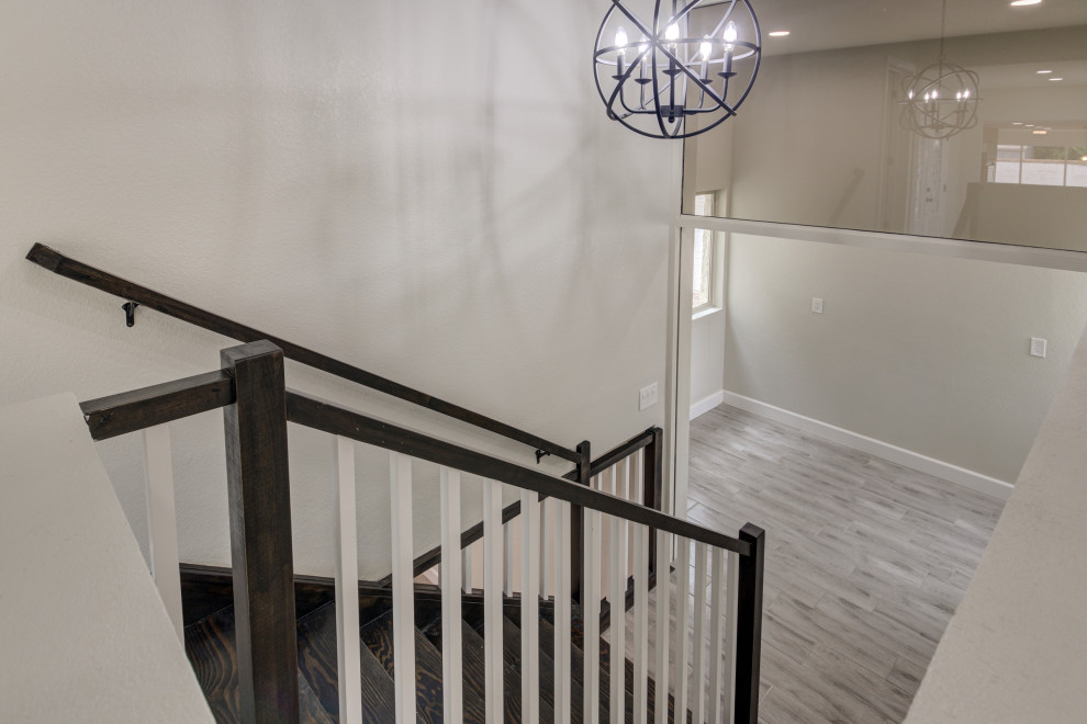 Example of a mid-sized transitional porcelain tile and gray floor hallway design in Phoenix
