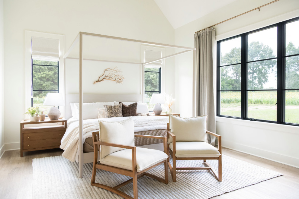 Свежая идея для дизайна: большая спальня в морском стиле - отличное фото интерьера