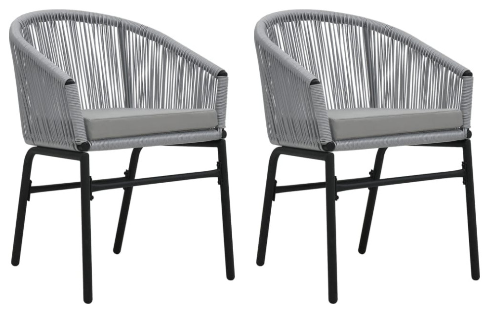 vidaXL Patio Chairs 2 pcs Patio Dining Chair with Cushion Anthracite PE Rattan