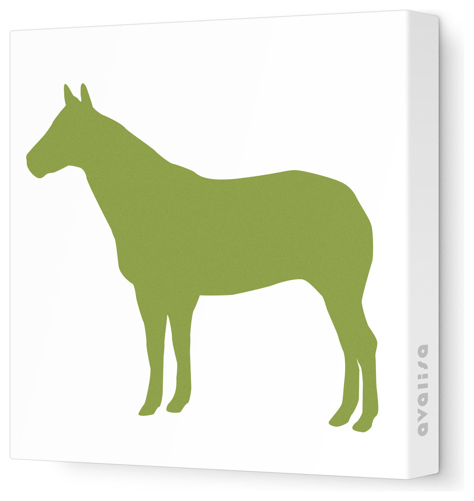 Silhouette - Horse Stretched Wall Art, 28" x 28", Grass