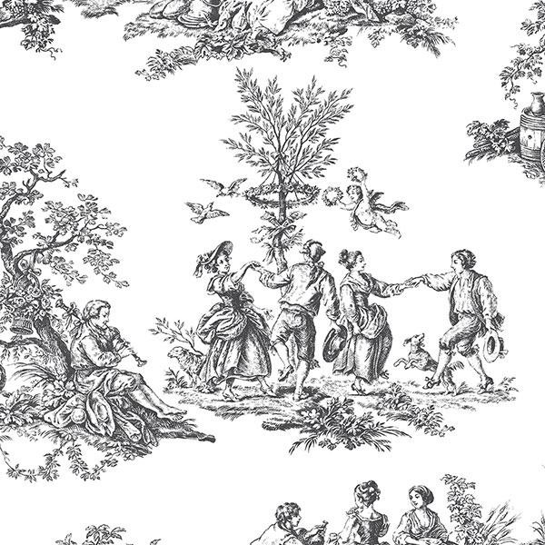 Romantic Toile Black, White - Traditional - Wallpaper - by Blue Sky