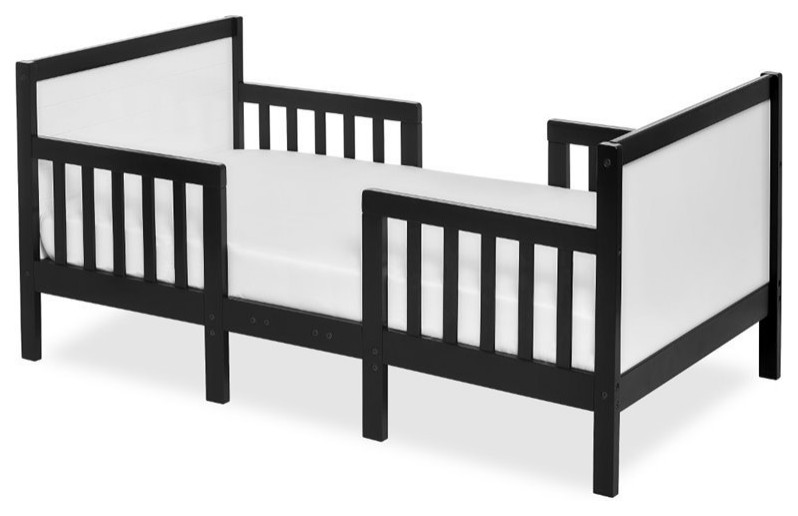 Dream On Me Hudson 3 in 1 Convertible Toddler Bed in Black and White