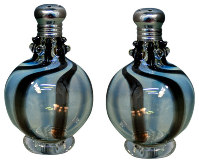 Festival Swirl Pewter Salt and Pepper Shaker Set Contemporary Salt