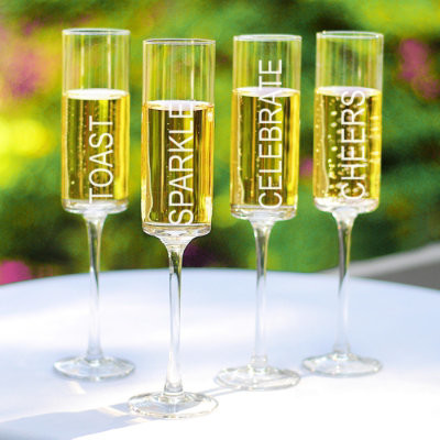Set of Four Celebrate! Champagne Flutes