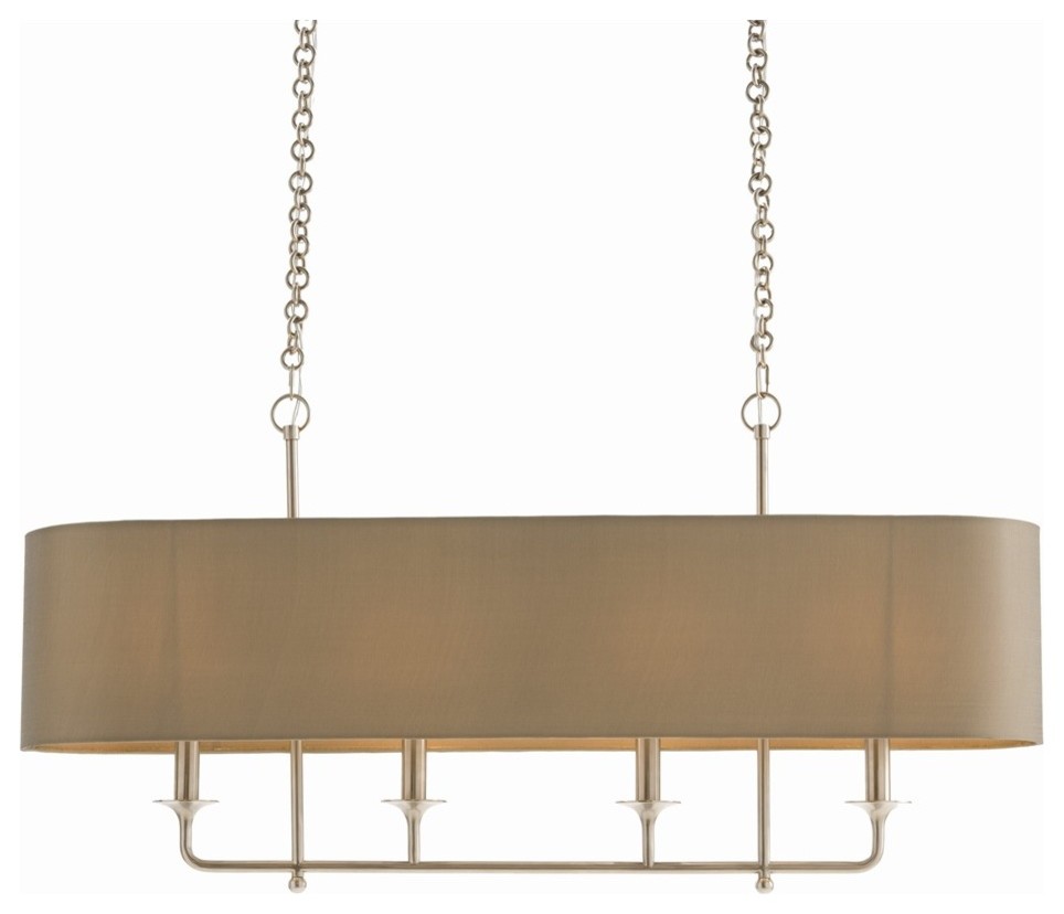 Beatty Chandelier, Taupe Sheer Oval Shade