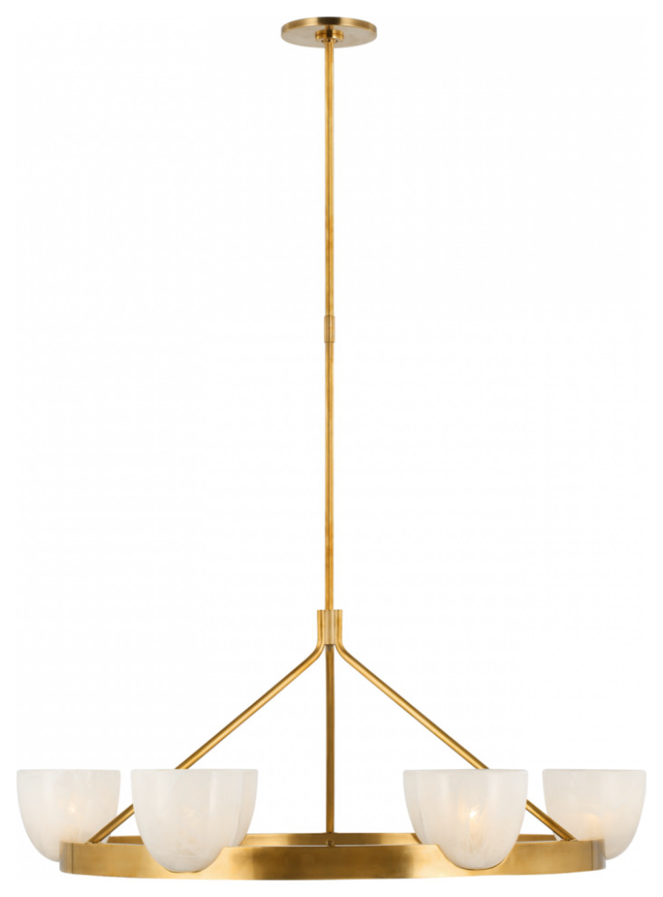 Carola Large Ring Chandelier, 6Light, HandRubbed Antique Brass, 36"W