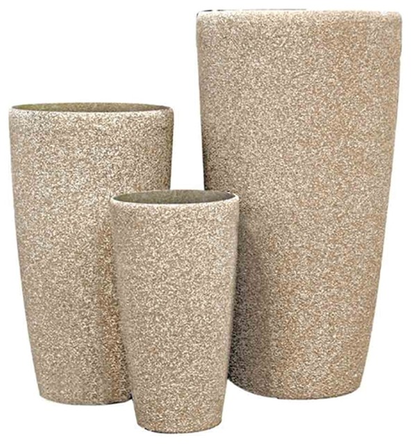 Modern Sand Set of 3 Planter Pots to use Outdoor or Indoor