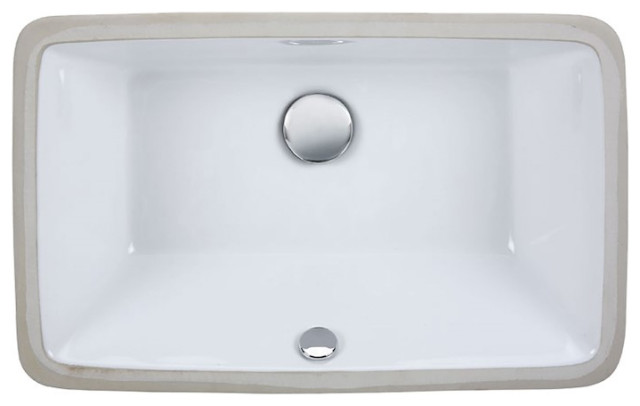 Ryvyr Undermount Sink, 21" Rectangular Vitreous China, White