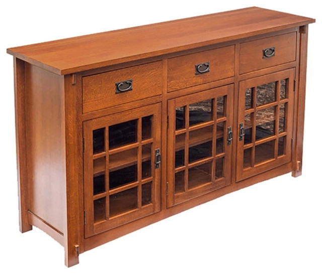 Crafters and Weavers Arts and Crafts Wood Sideboard in Cherry