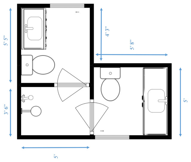Clever Bathroom Layout Gives 2 Sisters Shared And Private Spaces - How To Draw Up A Bathroom Plan