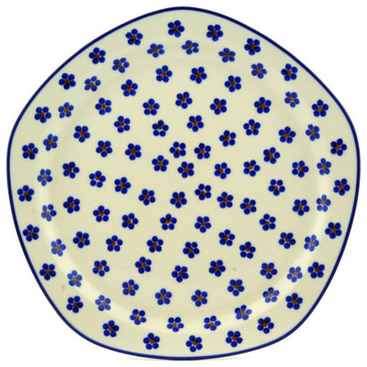 Polish Pottery 10" Stoneware Plate Hand-Decorated Design