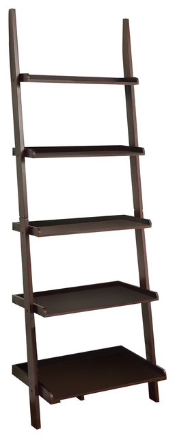 Leaning Ladder Bookshelf In Espresso Transitional Bookcases