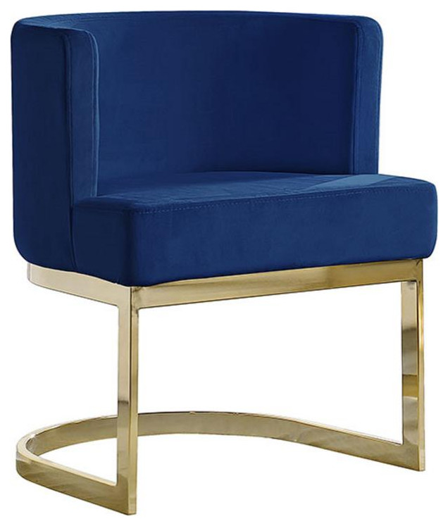 Navy Blue Velvet Side Chair with Gold Contemporary Armchairs And