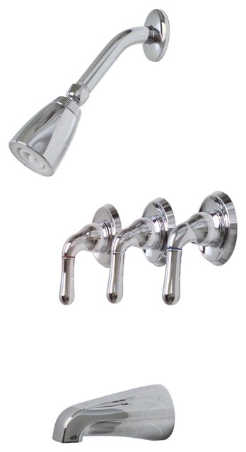 Sanibel Three-Handle Tub And Shower Faucet, Chrome