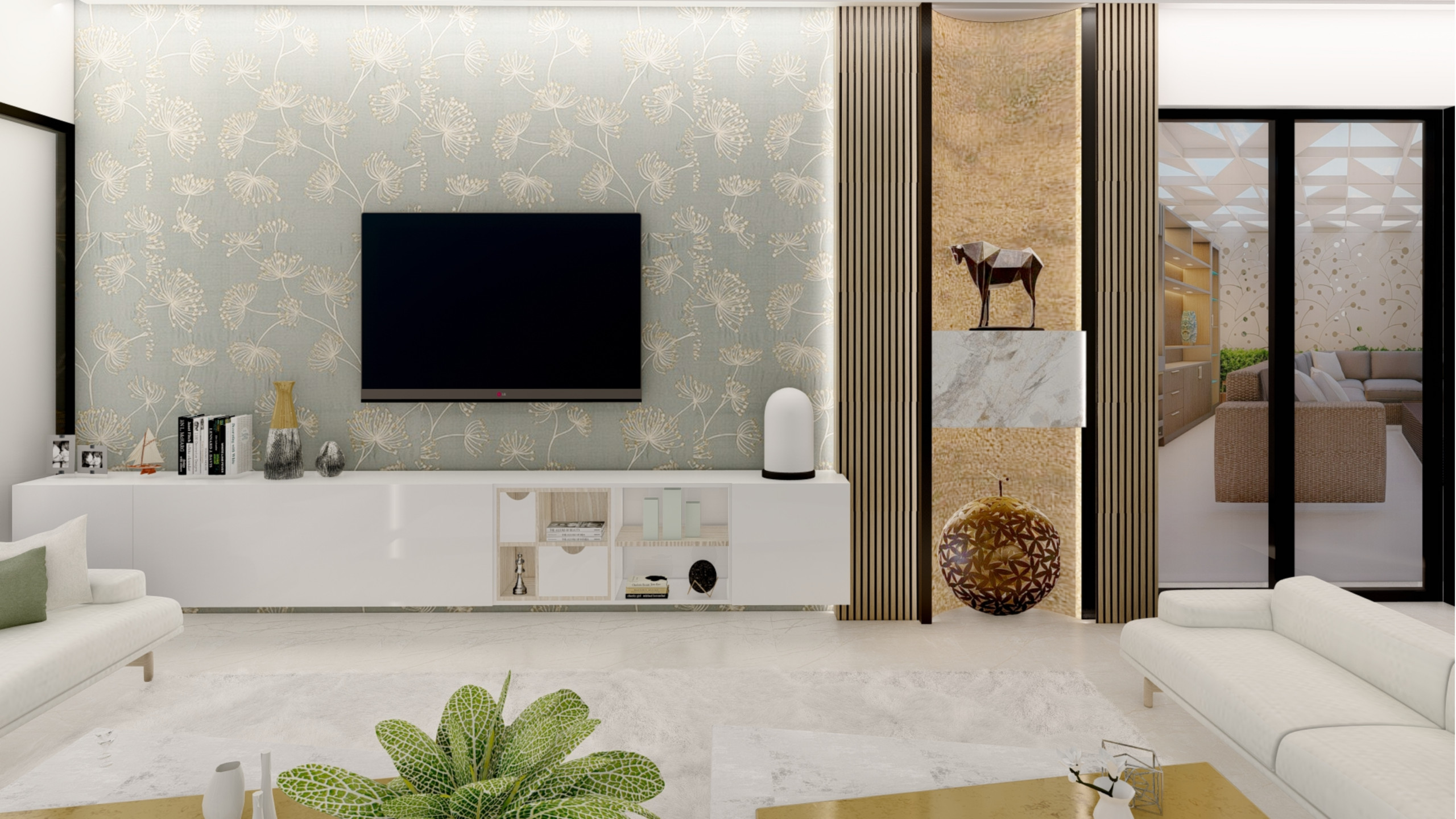 Chic Modern Lounge with Subtle Accents in Godalming