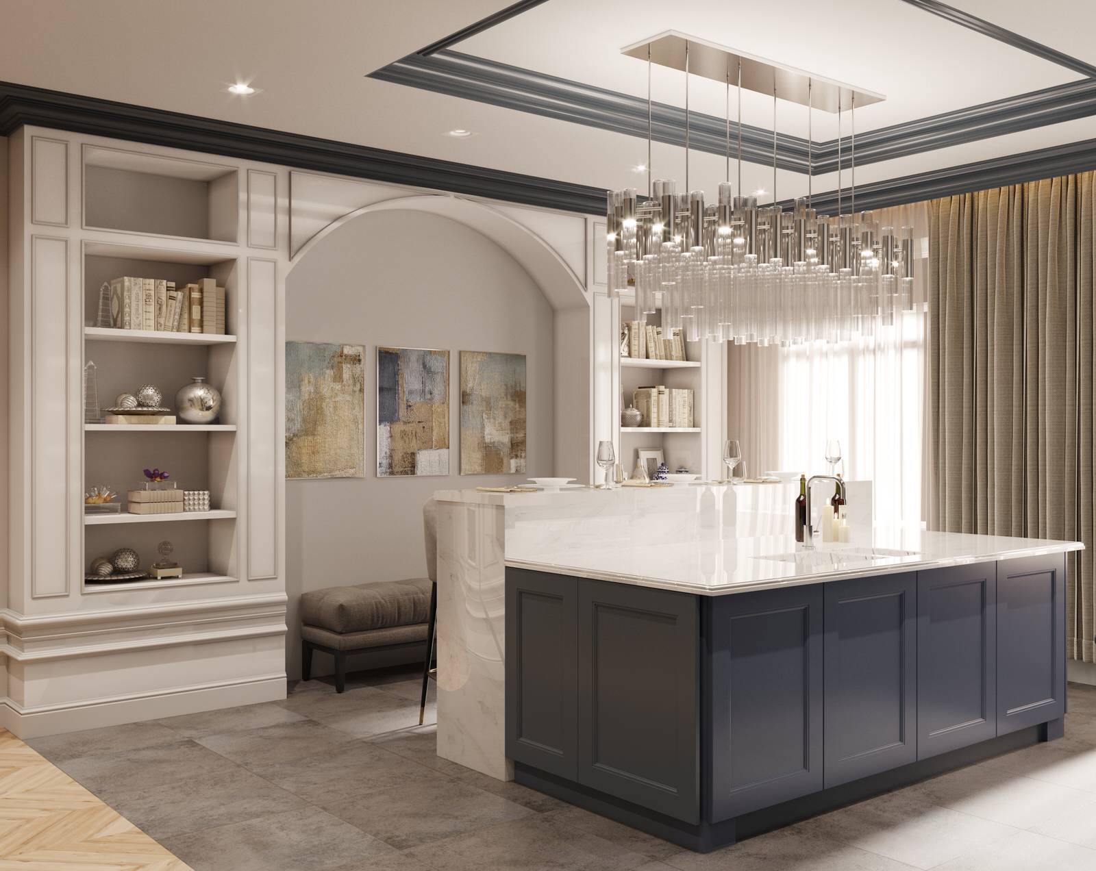 Роскошь и функциональность – секрет современной кухни-гостиной