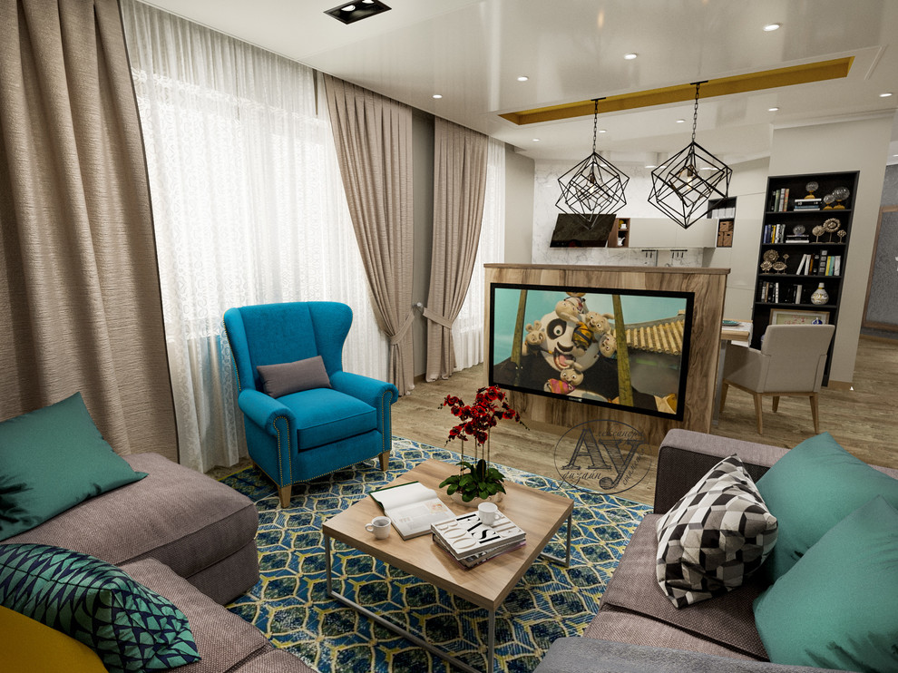 Гостиная + кухня + столовая + коридор