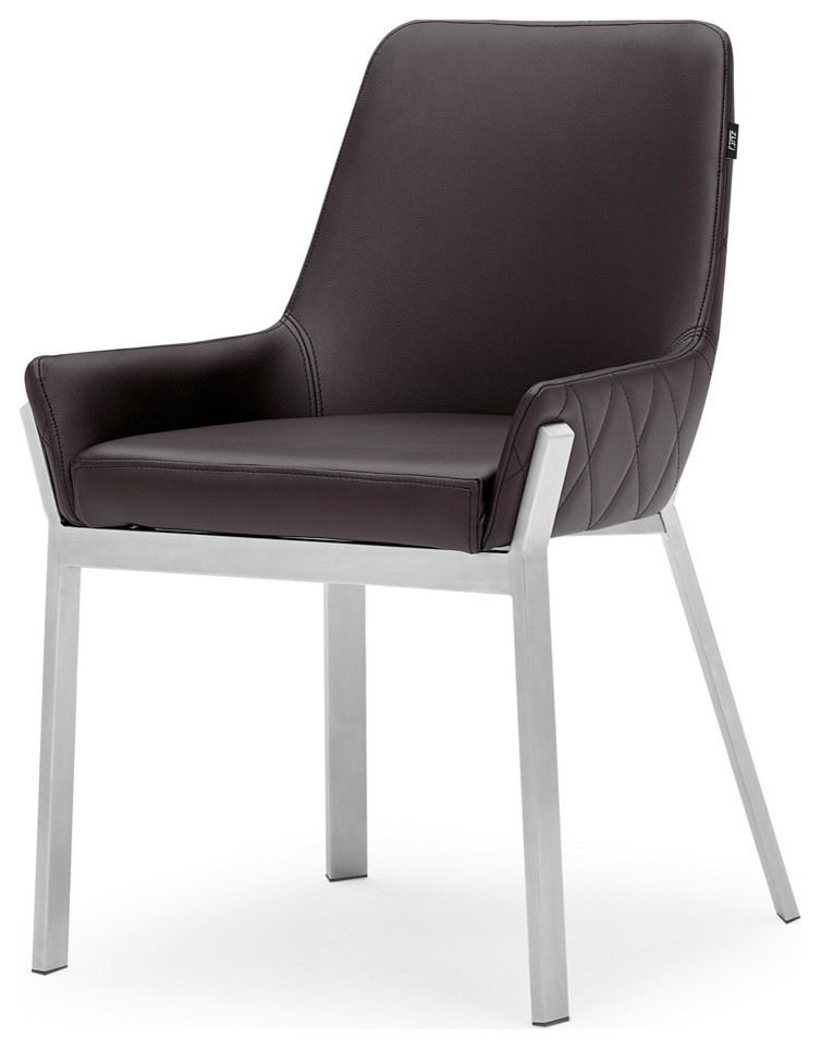 Sydney Leatherette Dining Chair With Polished Stainless Steel Legs
