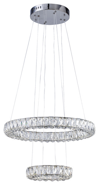 Clear Crystal Triple Sided Double Ring LED Light Fixture ...