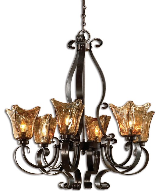 Vetraio Transitional 6 Light Oil Rubbed Bronze Chandelier
